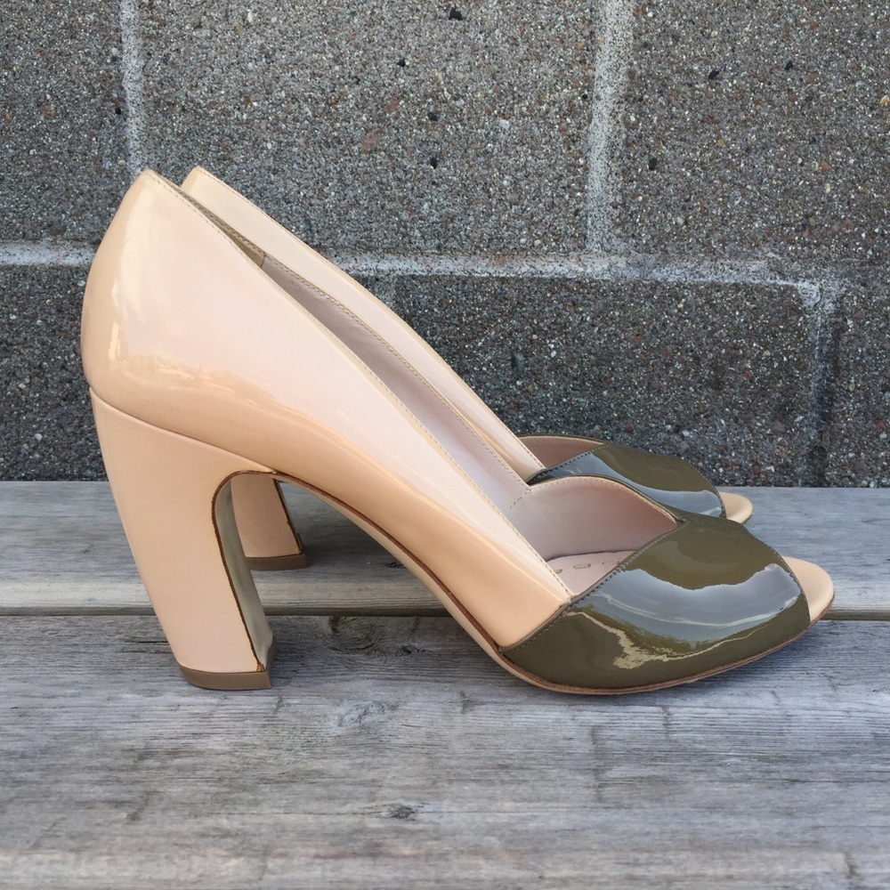 Miu Miu Patent Leather Peep Toe Heeled Shoes Size 38.5